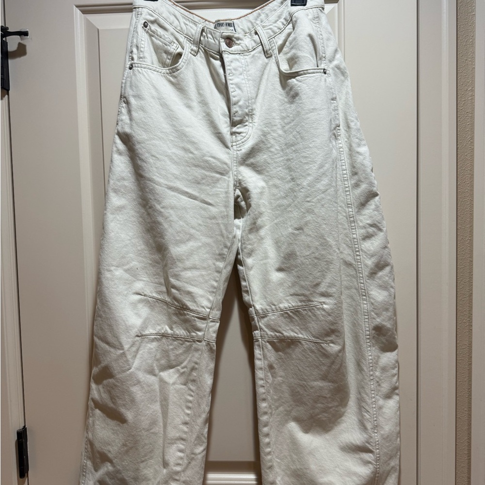 We The Free Off White Women's Barrel  Relaxed Fit Jeans